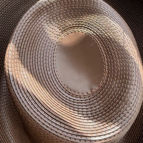 Patricia Underwood New York Genuine Corded Cordovan Leather Wide Brim Hat - Picture 2 of 8